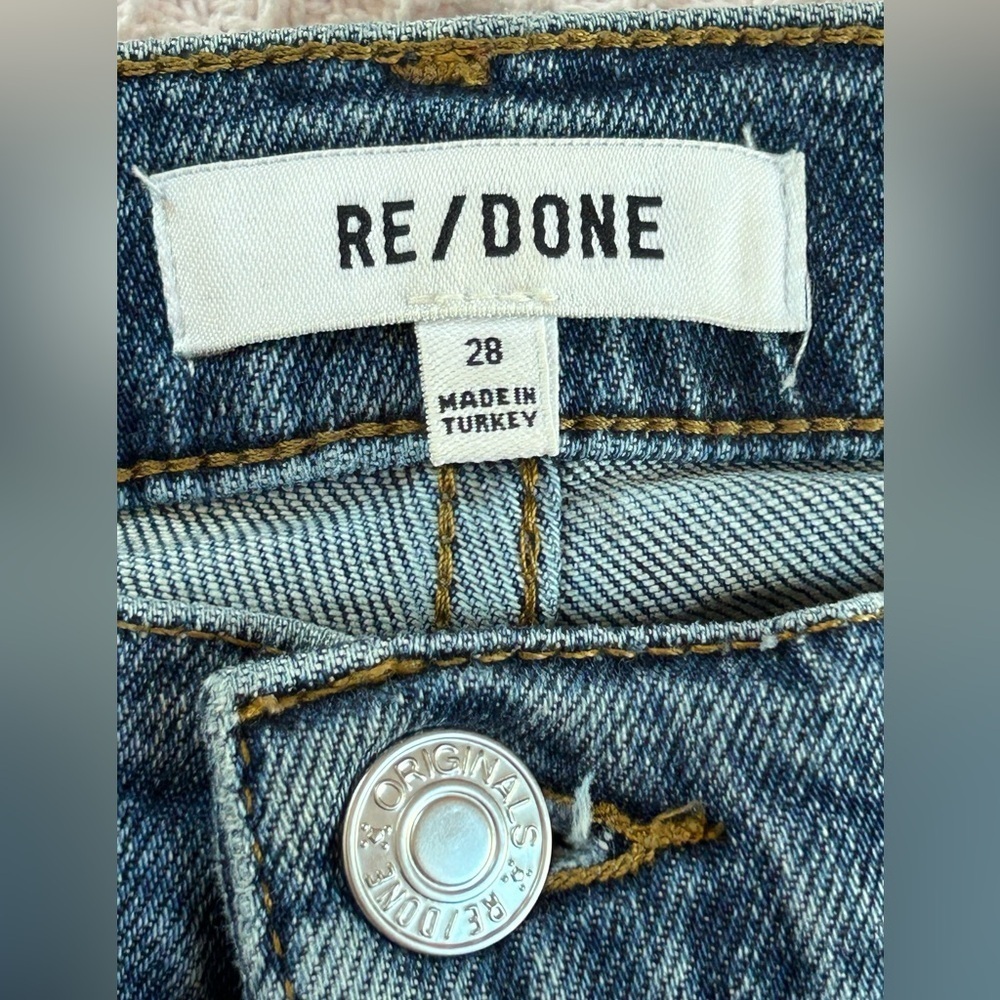 RE/DONE 90s High-Rise Ankle Crop In Dusk Destroy 190-3WHRAC Button Fly Grunge 28 - Picture 5 of 11
